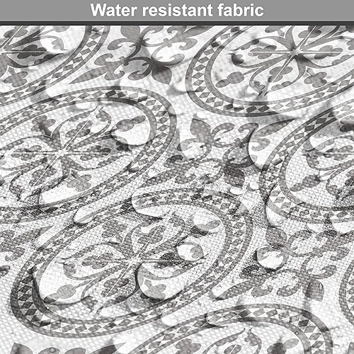 Miniatura 6 de Ambesonne - Tela asiática por yarda con diseño de arquitectura japonesa, torres, palacios, casas, siluetas y dragones. Tela decorativa para