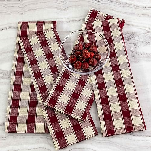 Miniatura 6 de Home Brilliant Juego de 6 manteles individuales rojos a cuadros, resistentes al calor, para cocina, mesa, cena, 13 x 19 pulgadas, a cuadros, carmesí