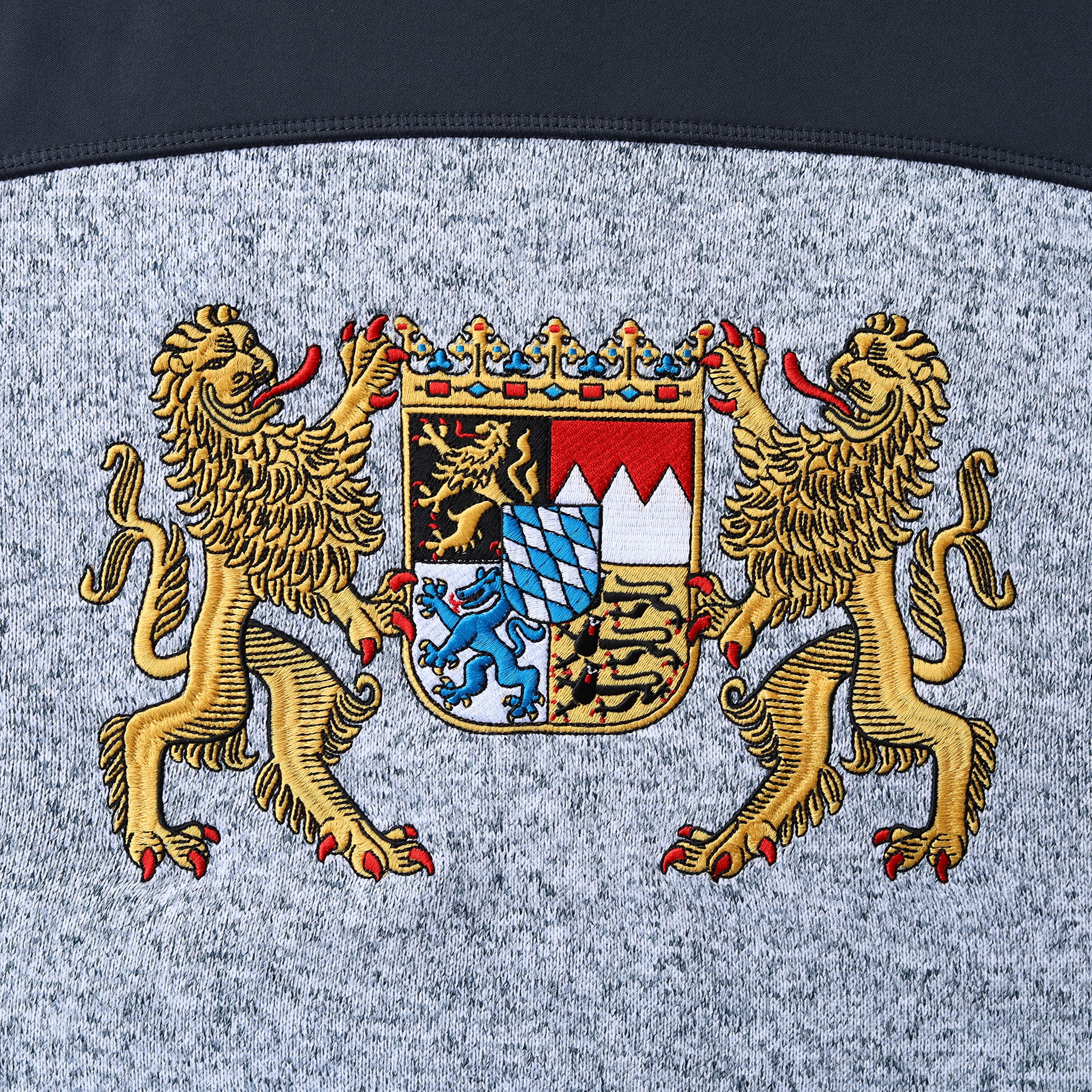 Bayern Strickfleece Jacke, Trachtenjacke mit Stickerei warme Wanderjacke mit Bayern Wappen, Sportjacke