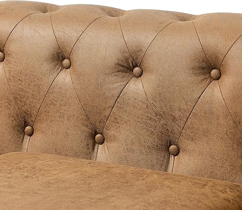 Miniatura 8 de Juego de 2 sillas de club de cuero con brazo enrollado, juego de 2 sillas decorativas para sala de estar, apartamento pequeño, decoración de oficina