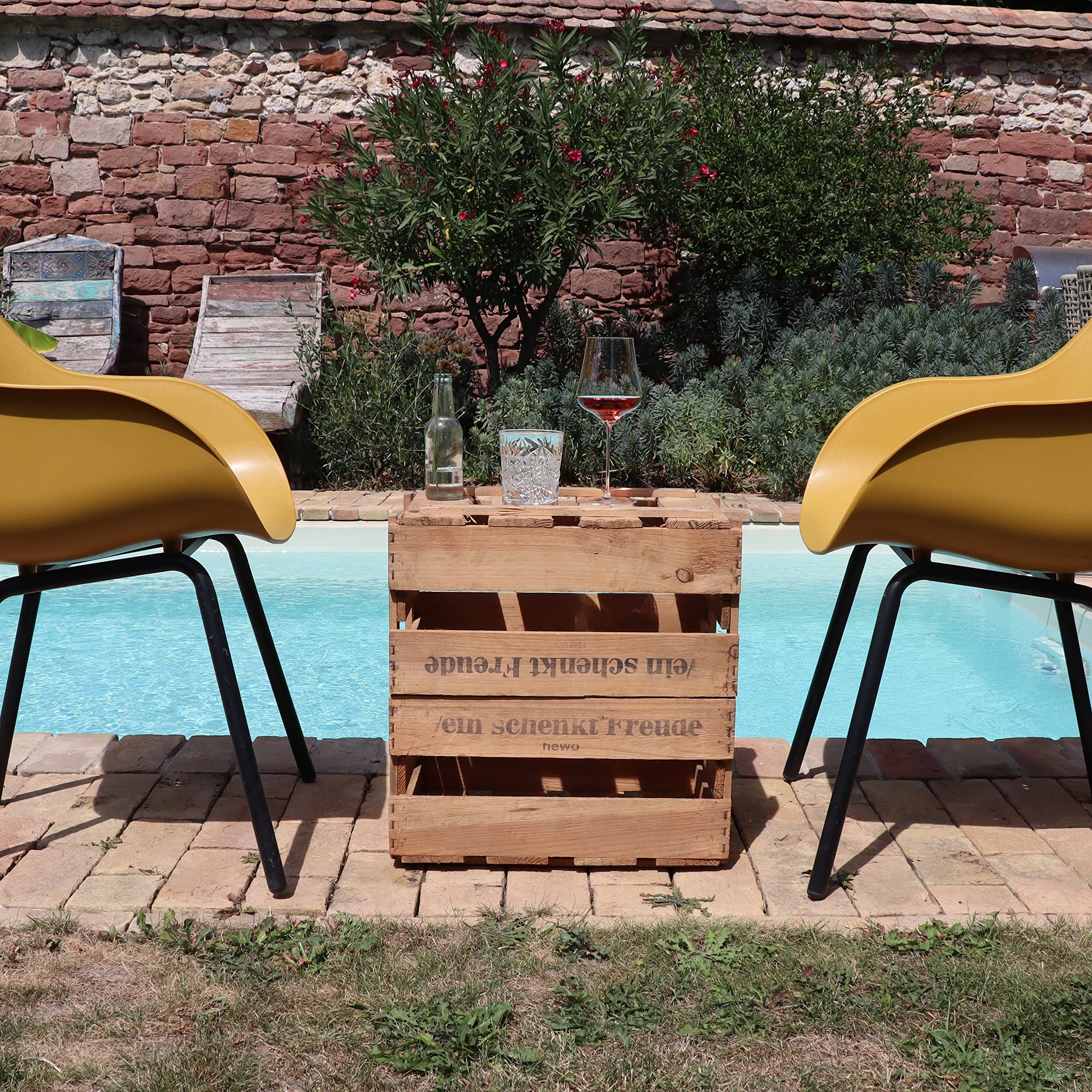 Palatina Werkstatt - 2 viejas y estables cajas de vino de la región de Pfalz - con inscripción original y estampado - Cajas de madera (2 cajas)