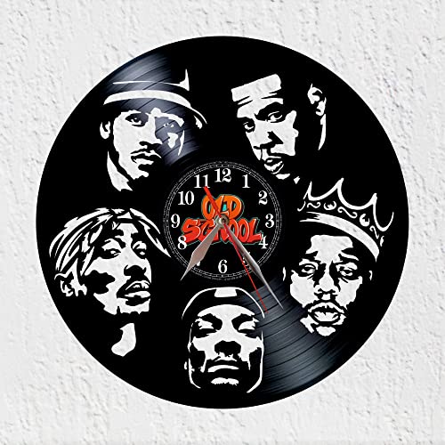 VINY WOODY Reloj Grande Estrellas de Hip Hop Rappers Legendarios La Vieja Escuela Decoracion de Pared Reloj de Disco de Vinilo