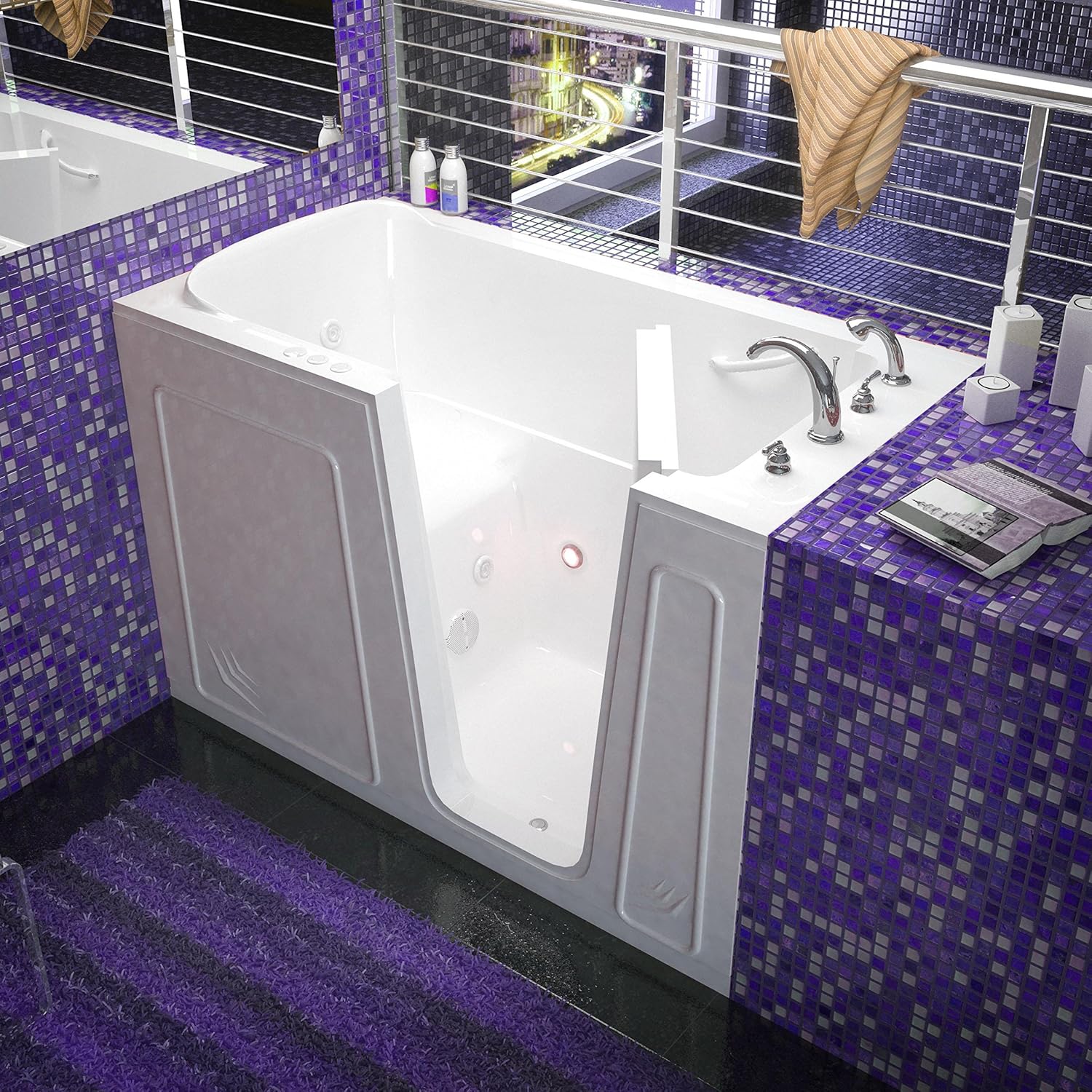 Venzi Vz3260rwh Rectangular Whirlpool Walk-In Bathtub, 32x60, Right Drain, White