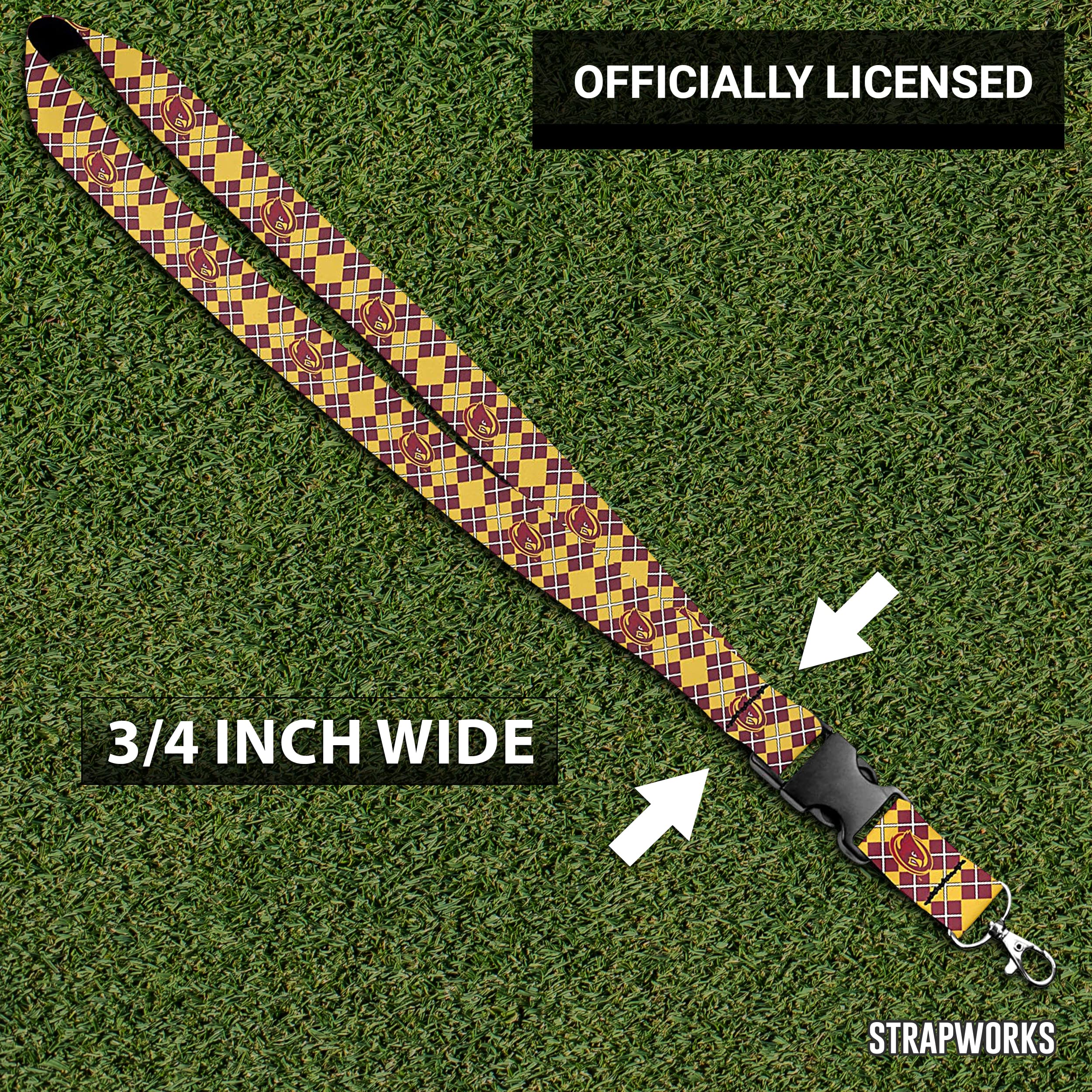 Smycz Iowa State Cyclones – satynowy brelok do kluczy, Iowa State ID Plakietka – 9 cm, Argyle