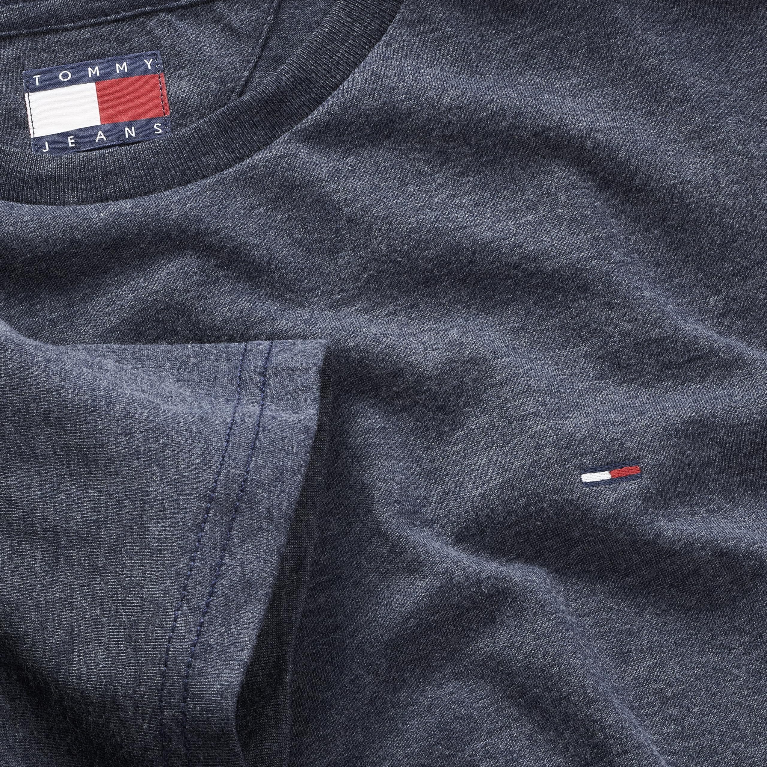 Tommy Jeans Męska koszulka TJM XSLIM Jaspe HTR EXT DM0DM20363 S/S T-Shirt, niebieska (Dark Night Navy Heather), M, Niebieski (Dark Night Navy Heather), M