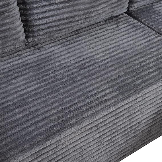 Panana 3 Seater Modular Sectional Sofa, L-Shape Left Facing Chaise with Memory Foam Seating, Cloud Boneless Couch Fabric Sofa Bed – No Assembly Required (Grey)