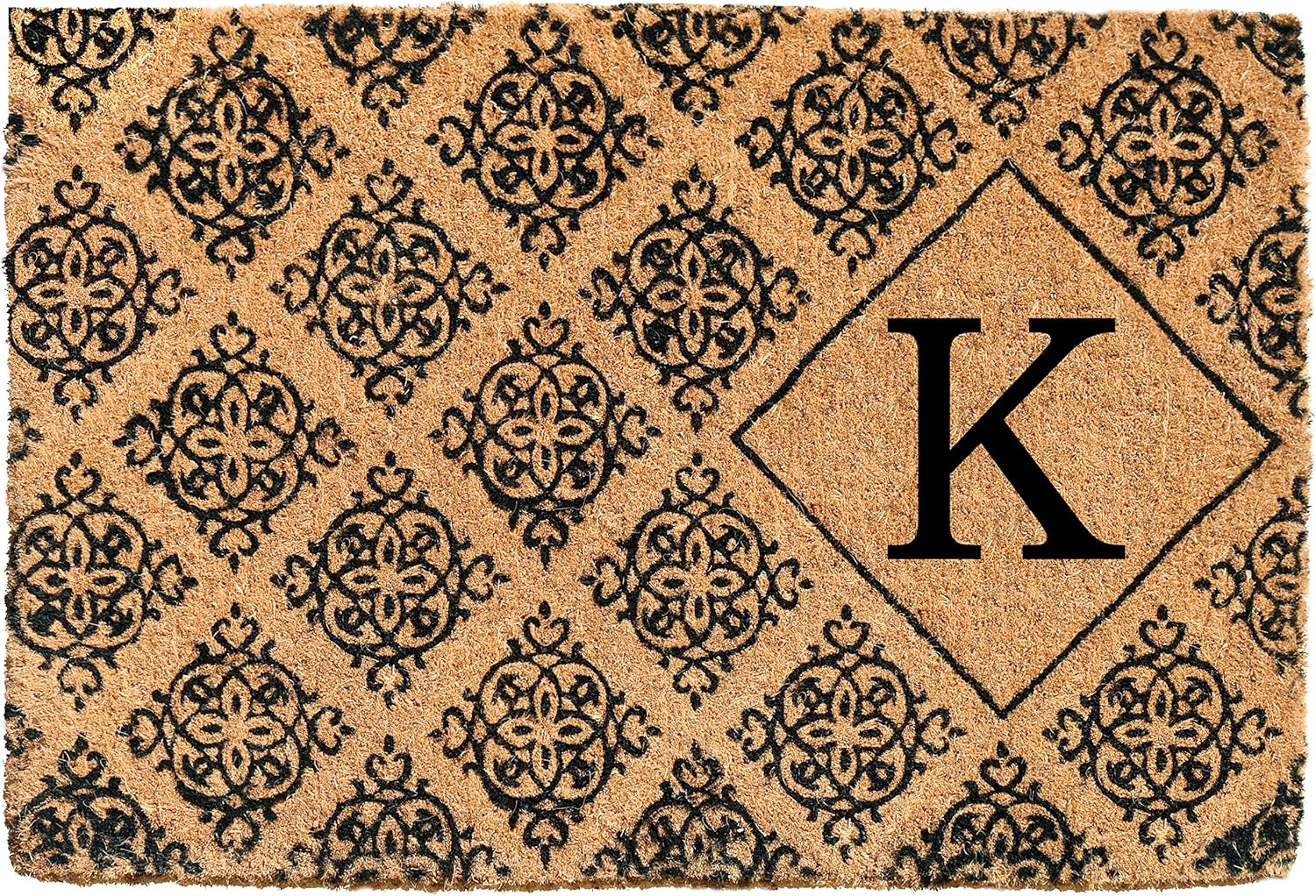 103332436 Regency Monogram Doormat 24" x 36" x 1.5", Black/Natural (Letter P)