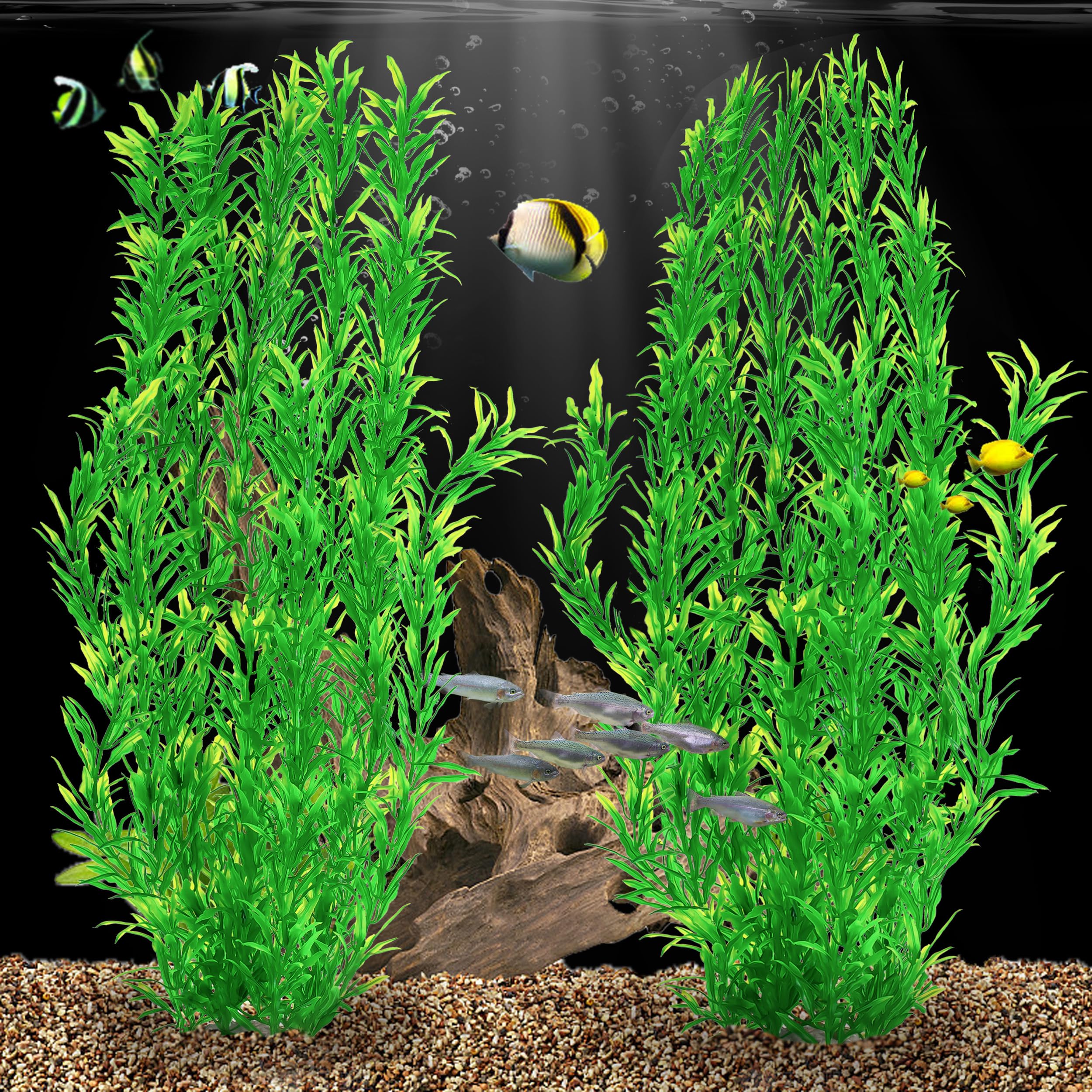 MyLifeUNIT Aquarium Plants, 21 Inches Tall Plastic Fish Tank Plants for Fish Tank Decorations and Aquarium Decor (Green)