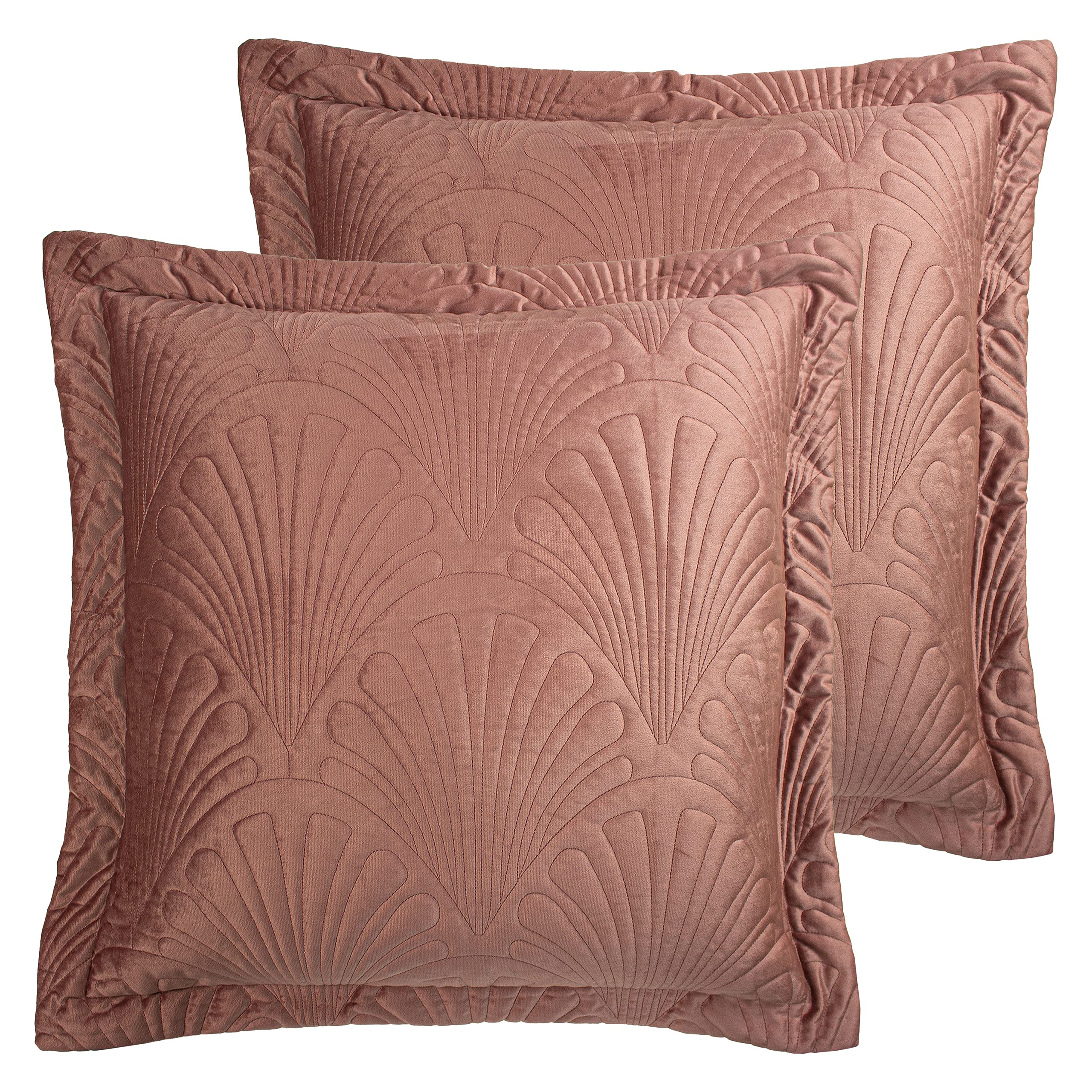 Paoletti Palmeria Twin Pack Cushions - Blush Pink - Polyester Filled - 60x60cm