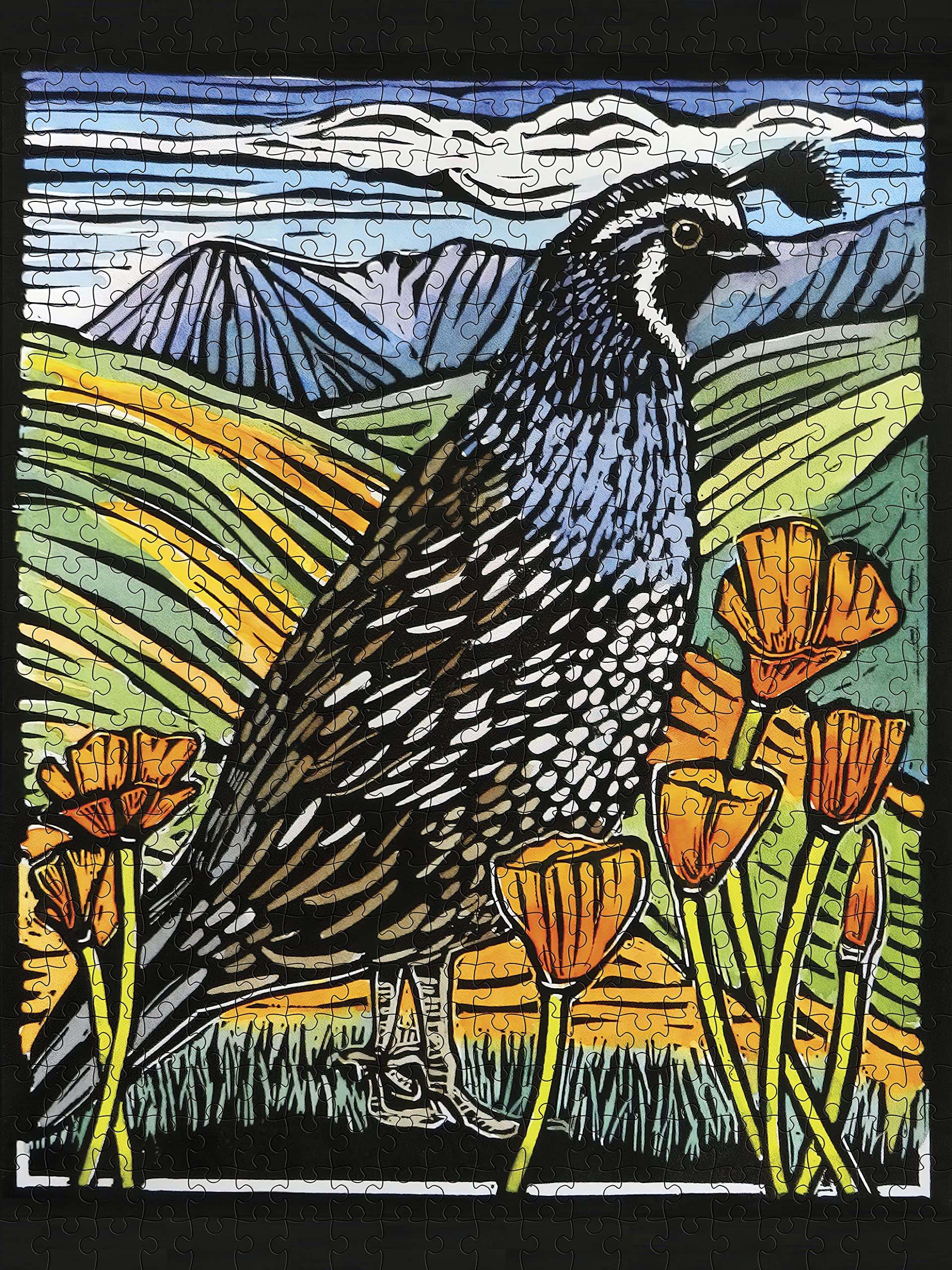 Pomegranate 500-Piece Jigsaw Puzzle for Adults, Molly Hashimoto's California Quail, Large Piece Puzzle, Matte Finish, Snug Fit - Image 3