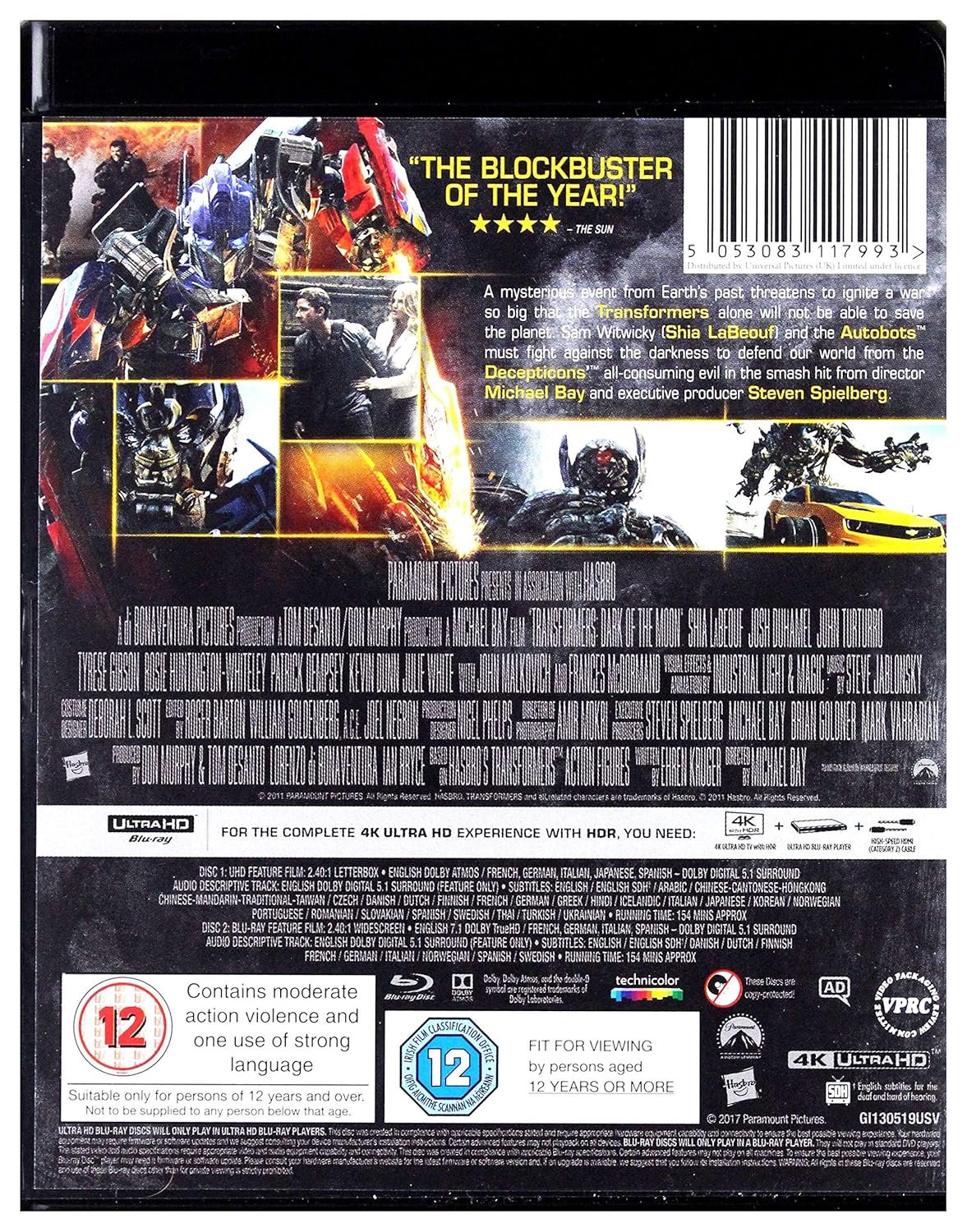 Transformer: Darkside Moon 4K UHD [Blu-Ray] [Region Free]