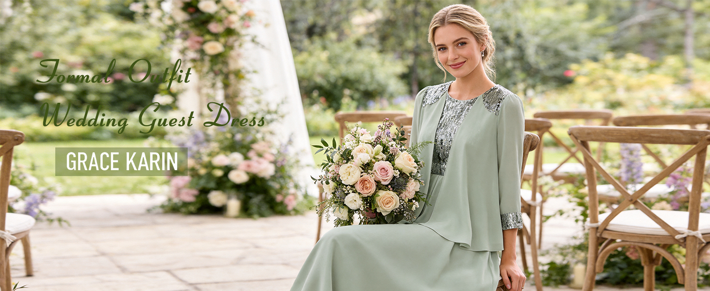 Amazon.com: GRACE KARIN Formal Wedding Guest Dress,Mother of Groom Dresses,Elegant  Two Piece Evening Gown Prom Dress Black S : Clothing, Shoes & Jewelry