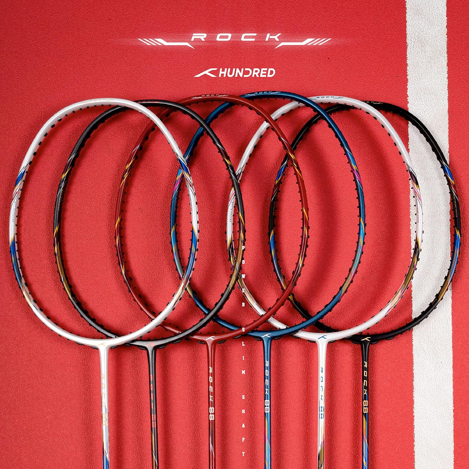 HUNDRED Rock 88 Carbon Fibre Strung Badminton Racket with Full Racket Cover | for Intermediate Players | 82 Grams | Maximum String Tension - 32lbs