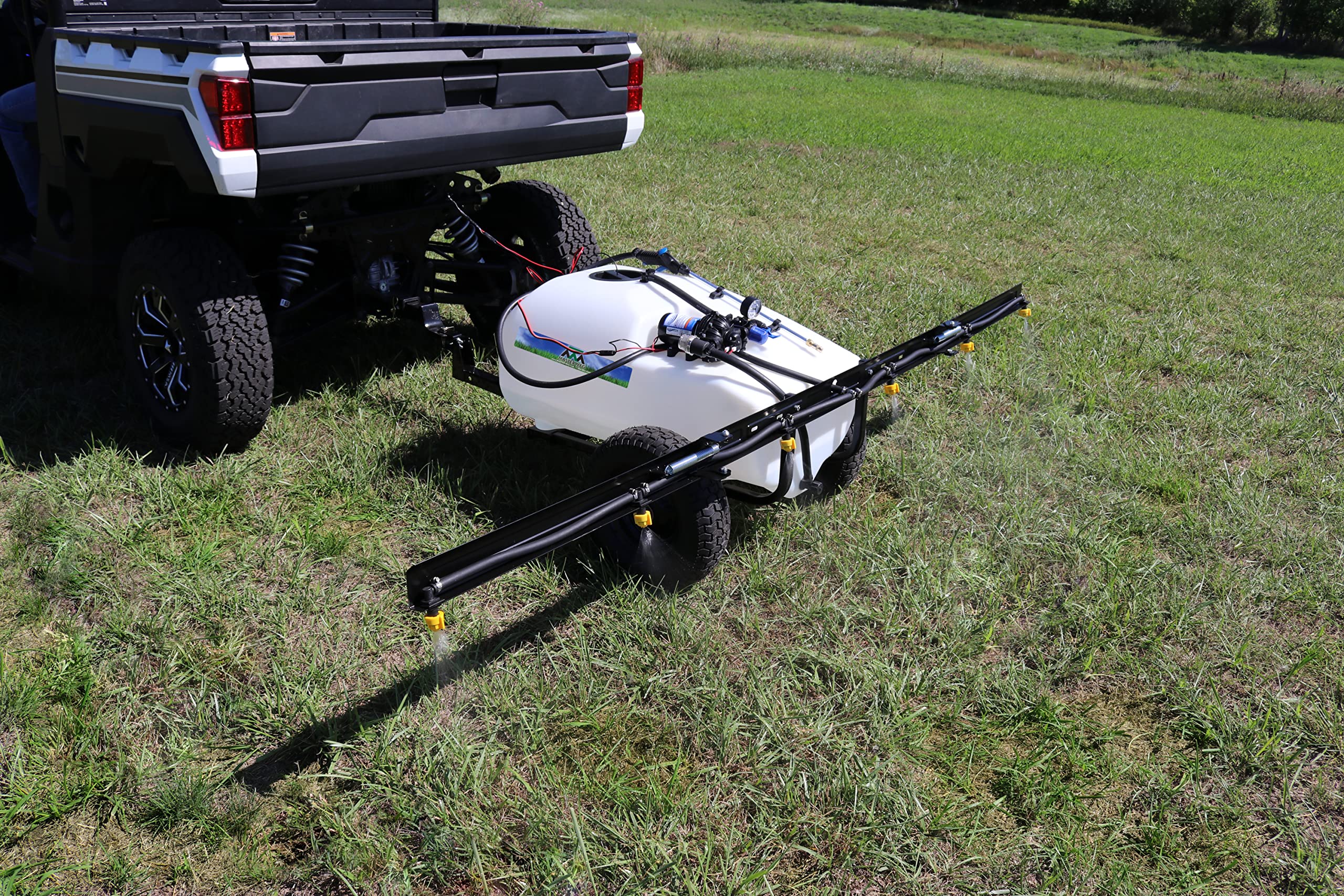 Master Manufacturing 36-Gallon Premium Trailer Broadcast Sprayer - 10ft Swath, 3.0GPM, 60PSI Max