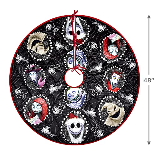 Hallmark Keepsake Christmas Tree Skirt, Disney Tim Burton's The Nightmare Before Christmas Halloween Town, 48", Fabric Tree Skirt, Gifts for Disney Fans