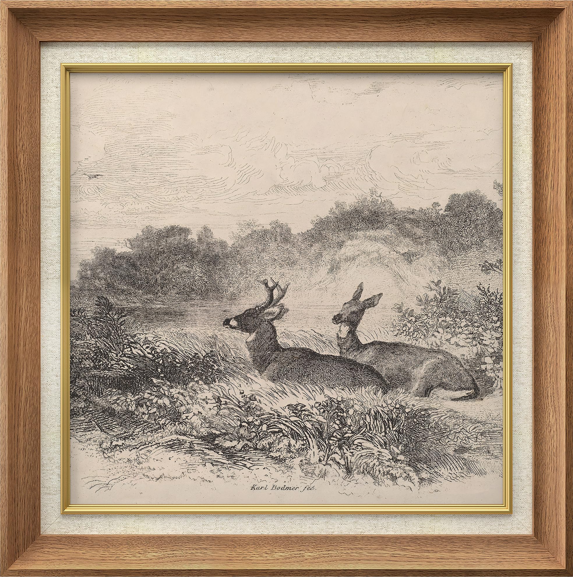 軒瓦 古瓦 モダン アンティーク ヴィンテージ レトロ wall art US Amazon.com: MUDECOR Premium Framed Wall Art Deer in Natural