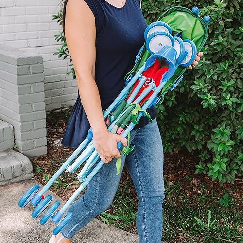 Miniatura 4 de Cocomelon - Cochecito paraguas con toldo, ligero y compacto para viajes, cochecito 3D, color rojo