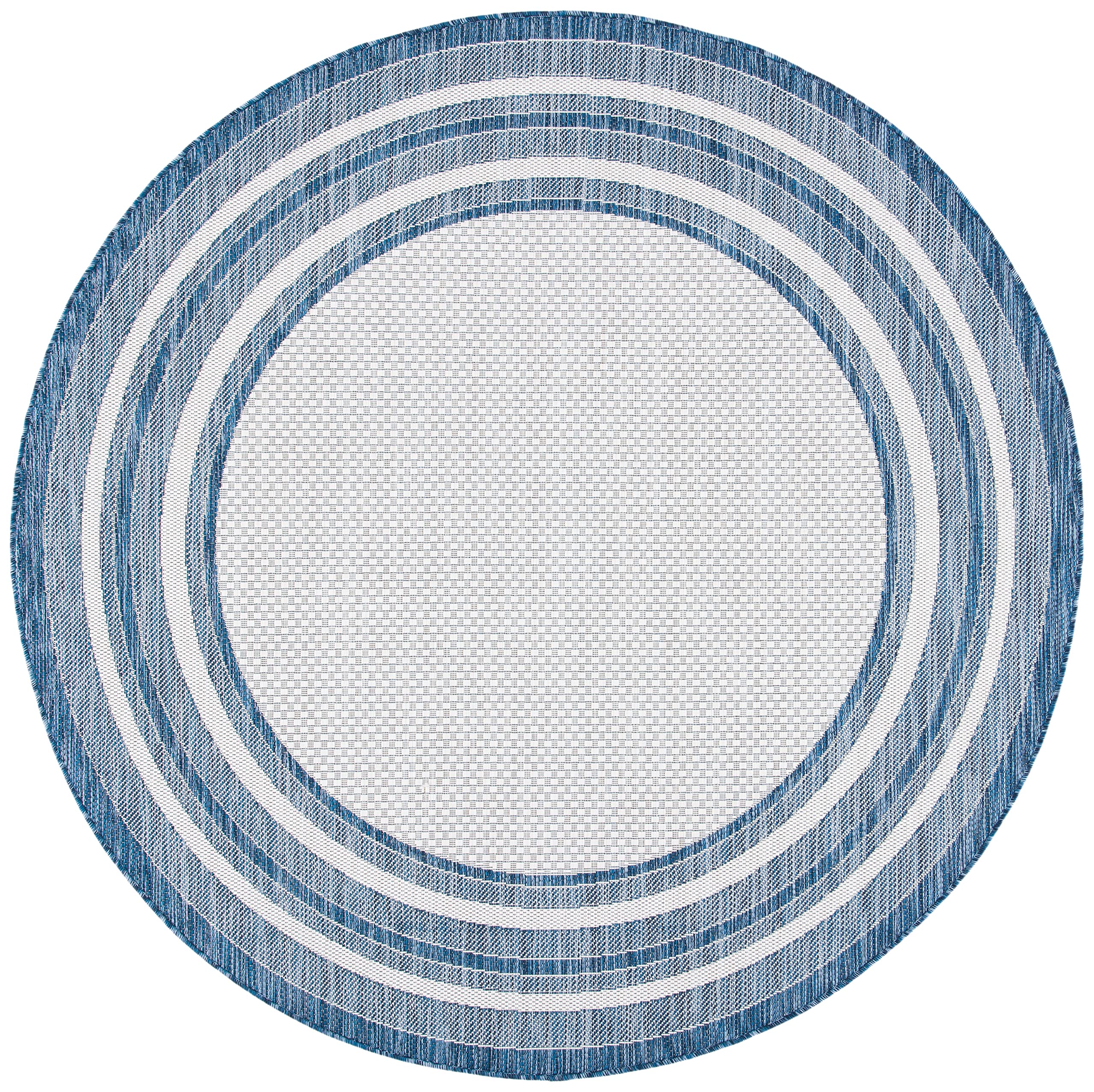 SAFAVIEH Courtyard Collection Area Rug - 9' Round, Ivory & Navy, Non-Shedding & Easy Care, Indoor/Outdoor & Washable-Ideal for Patio, Backyard, Mudroom (CY8475-53412)