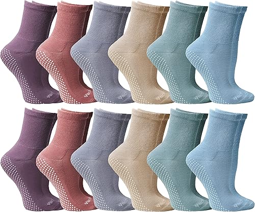Miniatura 9 de Yacht & Smith 12 pares de calcetines negros antideslizantes para diabéticos con parte inferior de agarre suelto a granel al por mayor, calcetín de