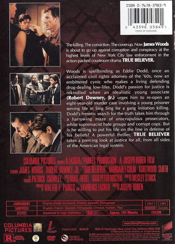 洋画・外国映画 TRUE BELIEVER DVD Amazon.com: True Believer : Robert Downey, Jr., James Woods