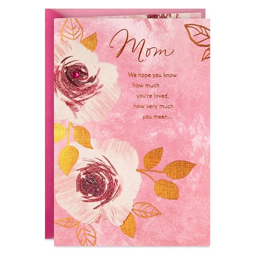 Hallmark 13" Large Mother's Day Gift Bag with Tissue Paper and Card (Love You Mom, Lavender, Modern Flowers)