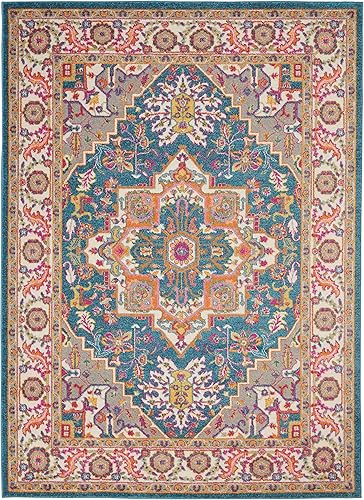 Miniatura 3 de Nourison Passion Bohemian - Alfombra color verde azulado multicolor, de 3 pies con 9 pulgadas x 5 pies con 9 pulgadas, fácil limpieza, no pierde