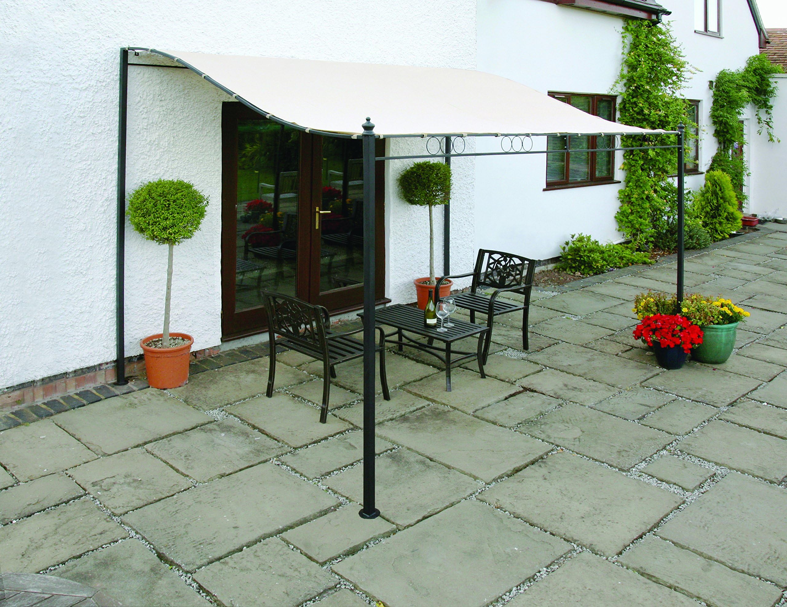 Wall Mounted Gazebo Awning 2.5 Metre Width With Removable Canopy Cover