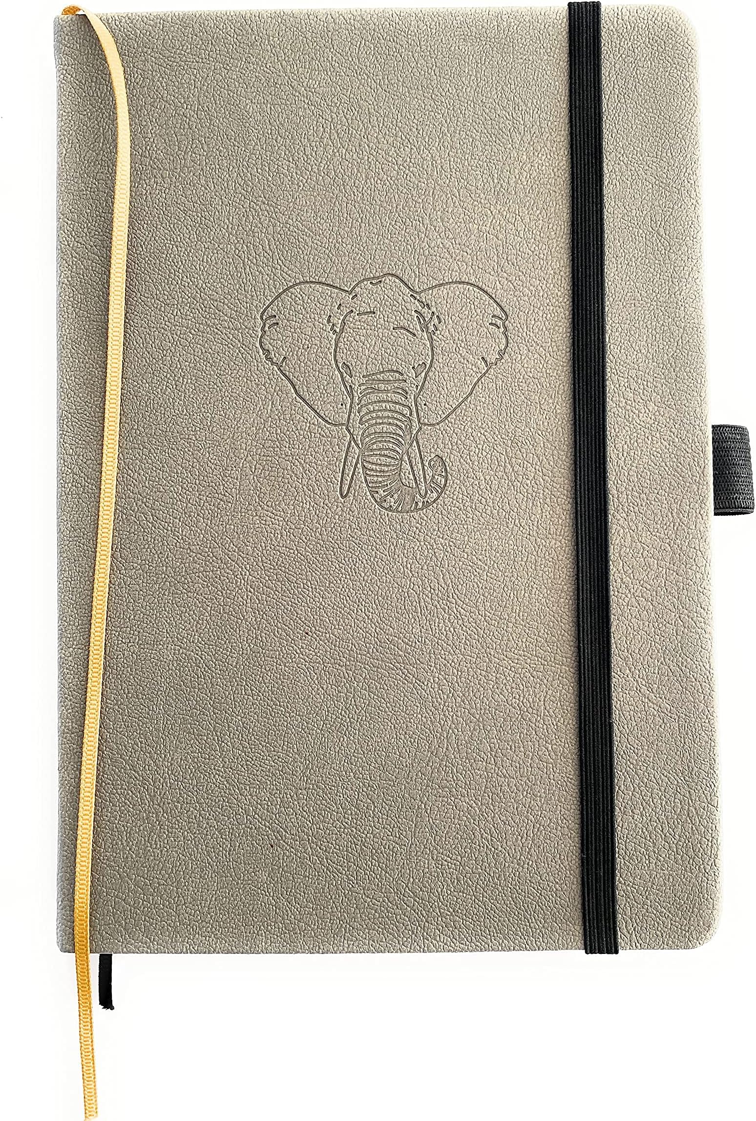 A5 Grey Executive Journal Notebook with Luxury Bamboo Pages. Hardback, Elastic Strap, Pen Holder, Inside Back Pocket, 160 Extra Thick Silky Bamboo Pages, Dotted Grid.