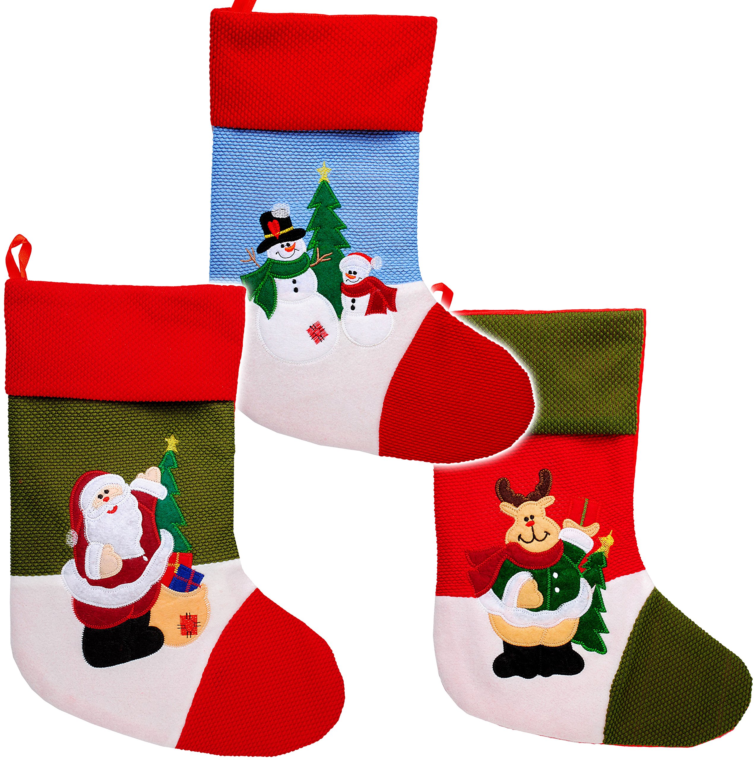 alles-meine.de GmbH 10 Stück XL - Weihnachtssocken & Filzstrümpfe - 3-D Effekt - Weihnachten - 40 cm - Nikolausstiefel - Nikolausstrumpf/Weihnachtsstiefel - großer Gesche..