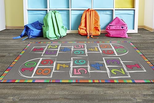 Miniatura 2 de Flagship Carpets Hopscotch - Alfombra de área de actividades con números arcoíris para aula infantil o en casa, alfombra de habitación de niños o
