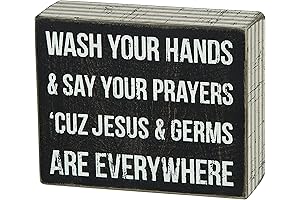 Primitives by Kathy Pinstripe Trimmed Box Sign, Jesus Germ