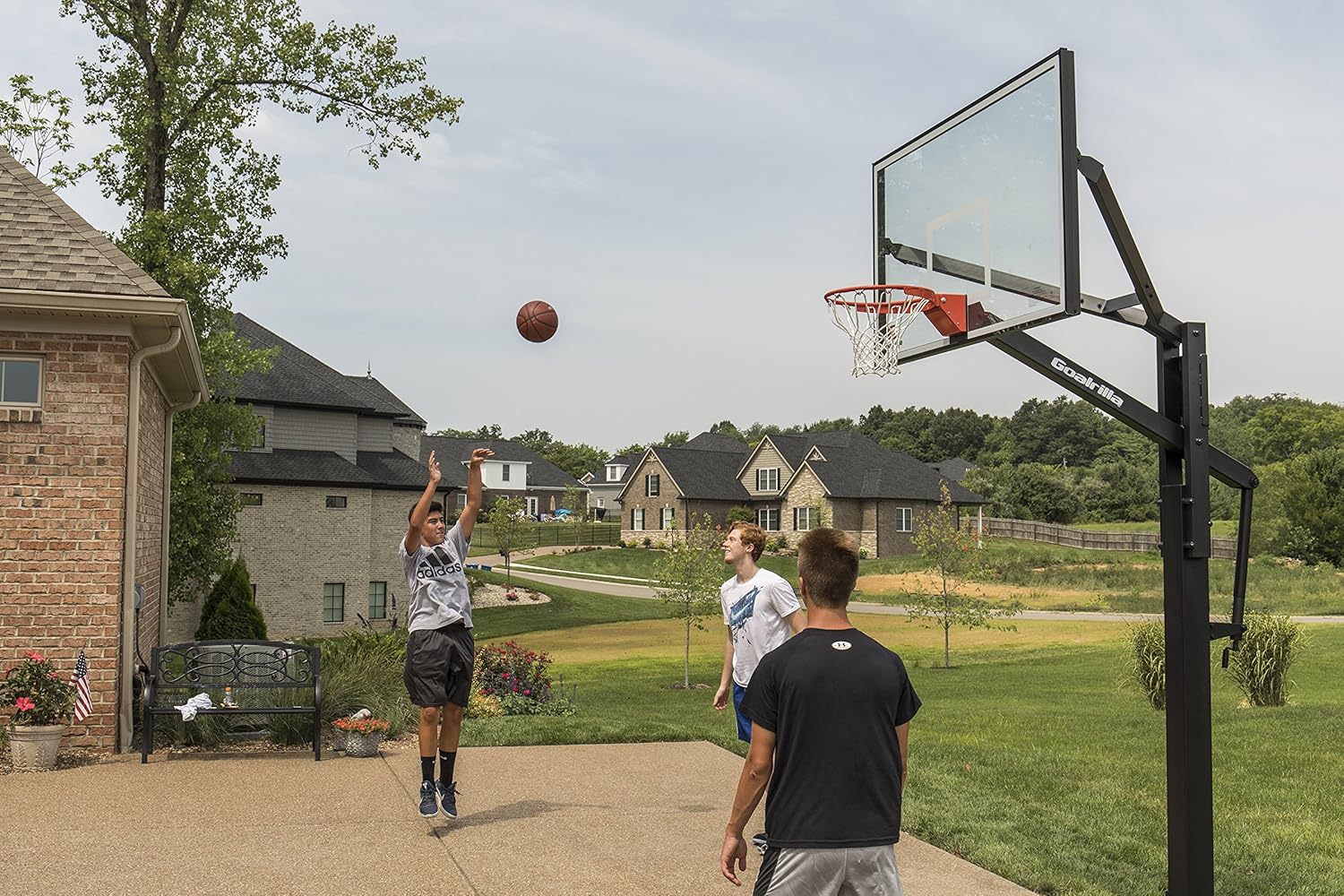 Goalrilla FT72 Basketball Hoop with Tempered Glass Backboard, Black Anodized Frame, and In-ground Anchor System, 72" Black, 72" Backboard (B3017W-1) : Everything Else