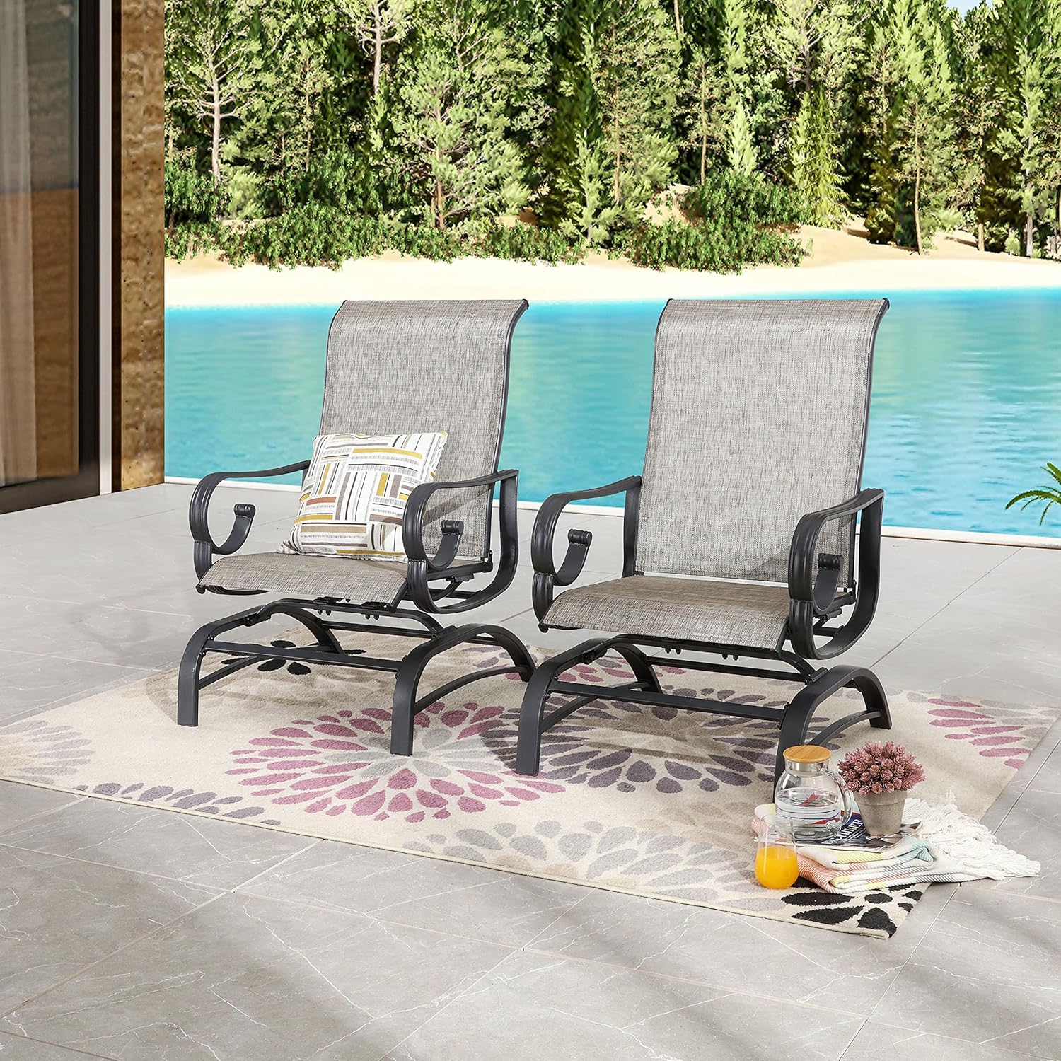 LOKATSE HOME Patio Dining Chair Set of 2 Outdoor High Backrest Metal Furniture with Textilene Mesh for Backyard Porch Garden