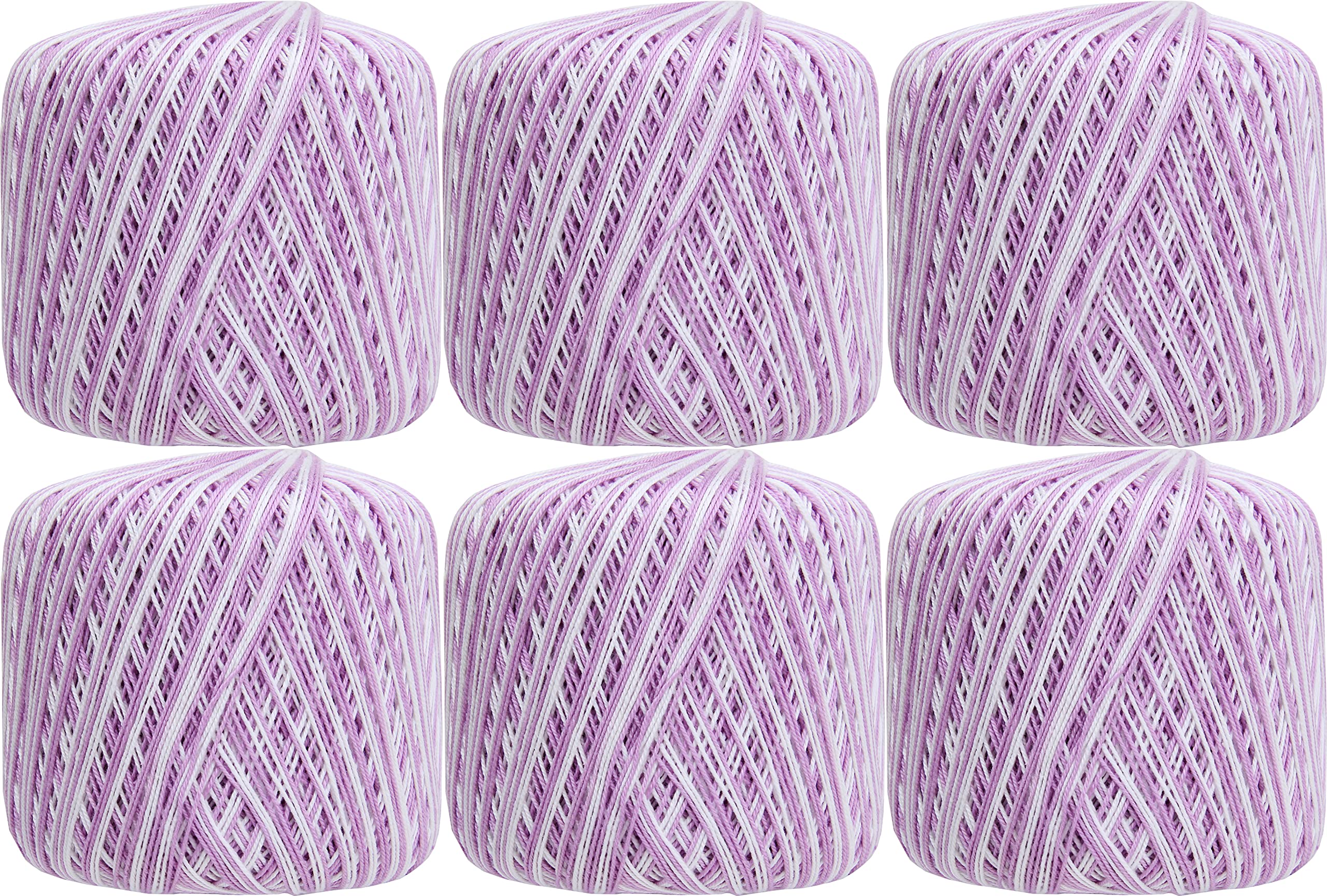 6 Ball Pack Threadart 100% Pure Cotton Multicolor Crochet Thread - Variegated Lavenders - Size 10 - Color 47