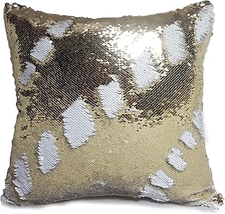 Housse de coussin réversible bicolore à paillettes magiques en forme de sirène (coussin garni)