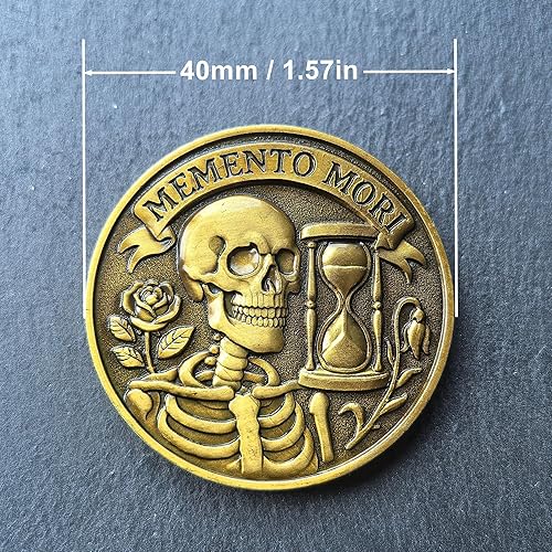 Miniatura 6 de Memento Mori Challenge Coin Carpe Diem Ficha de bolsillo Regalo motivacional
