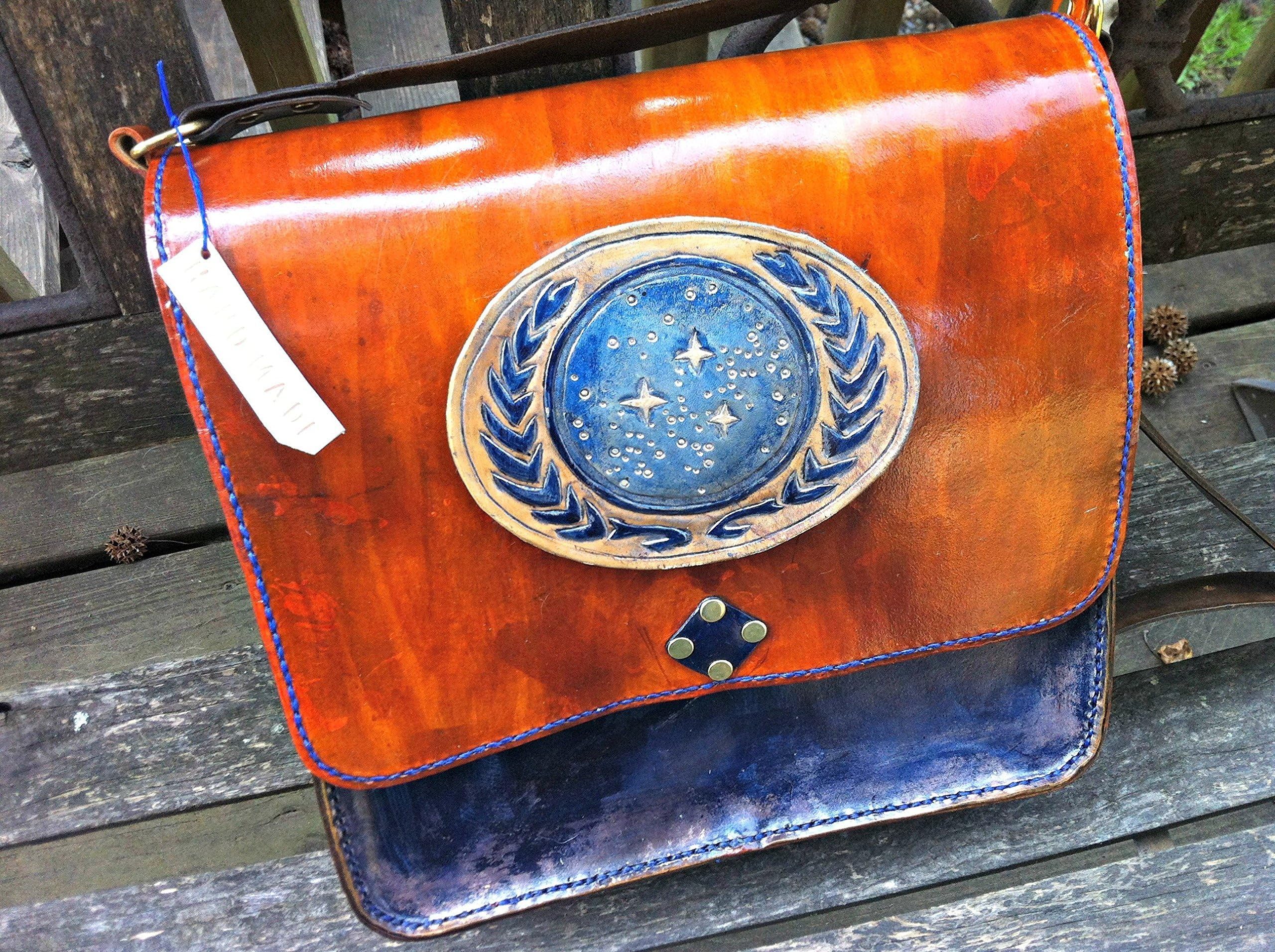 Handmade Leather Star Trek 12" Laptop Messenger Bag