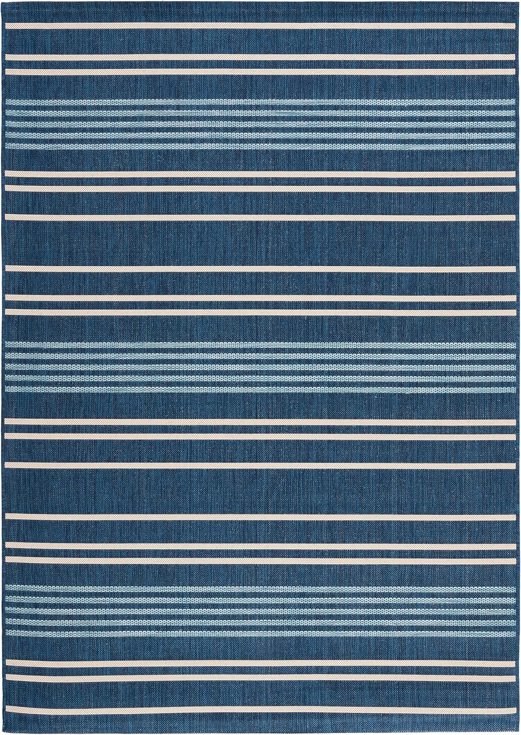 SAFAVIEH Washable Rug Outdoor Courtyard Collection - 5'3" x 7'7", Navy & Blue, Non-Shedding & Easy Cleaning, Ideal for Patio, Backyard, Mudroom (CY6450-25821)
