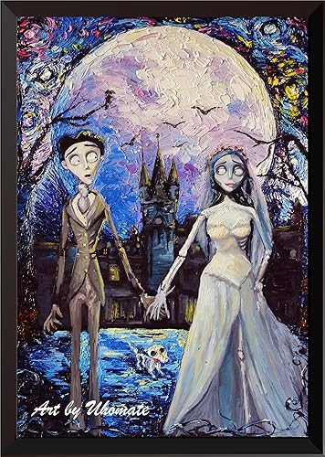 Uhomate Decoración de pared de cadáver, novia, Victor y Emily de Vincent Van Gogh, póster de noche estrellada, lienzo para el hogar, impresión