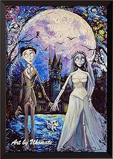 Uhomate Corpse Bride Victor and Emily Wall Decor Vincent Van Gogh Starry Night Posters Home Canvas Wall Art Print Nursery Decor Living Room Wall Decor A087 (8X10)