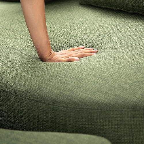 Miniatura 8 de Silla de barril de acento de gran tamaño con reposacabezas extraíble, otomana de almacenamiento y 4 almohadas, barril de tapicería de lino de 51.2