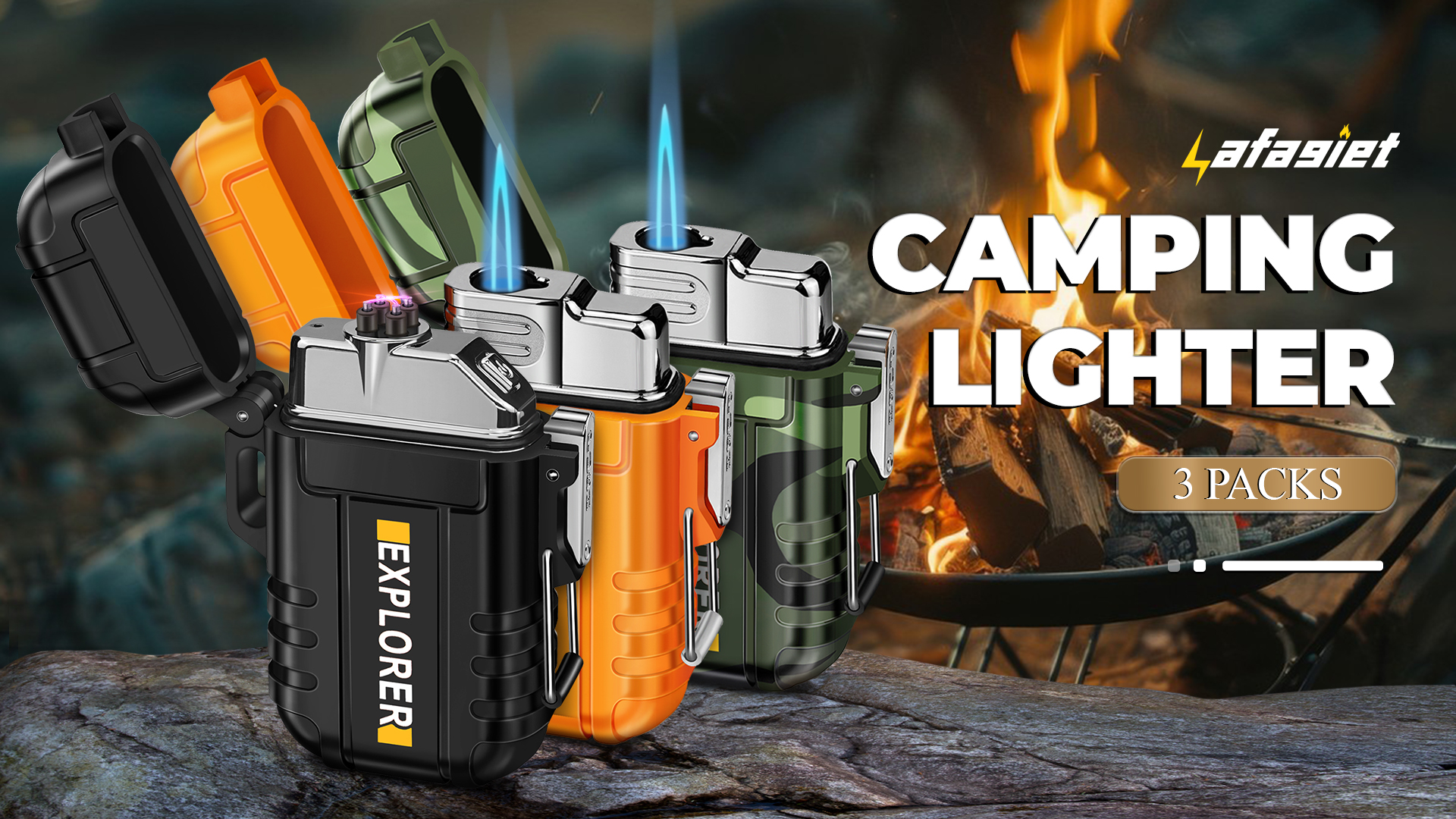 Butane Torch Lighter Lafagiet LF27-OR Dual Electric Arc Waterproof Lighters  User Manual Fire Starter Survival Tool