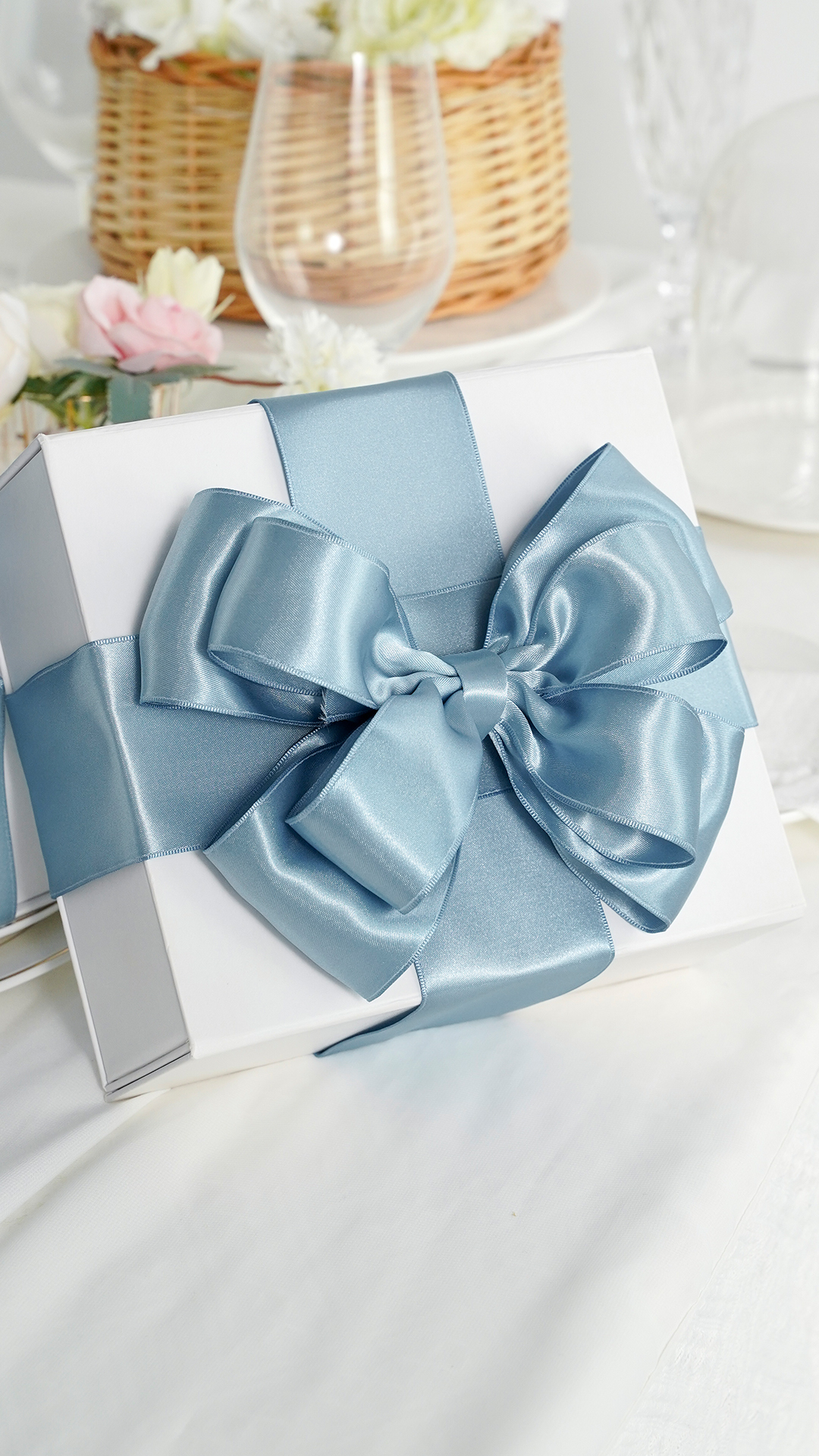 Amazon.com: HUIHUANG Dusty Blue Satin Wired Ribbon 2.5 inch Blue