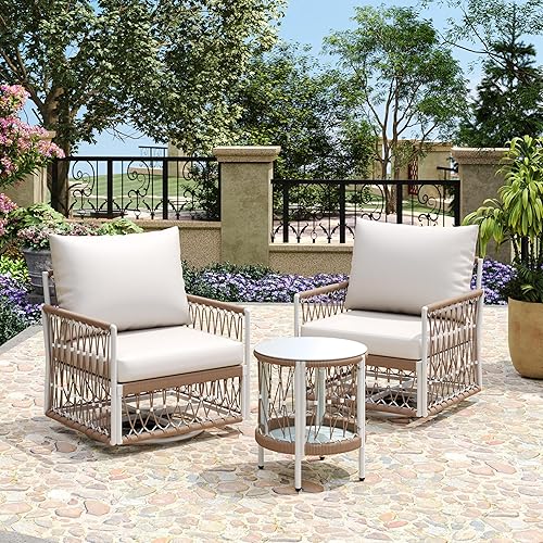 Janna 3-Piece Bohemian Outdoor Patio Furniture Set, Set of 2