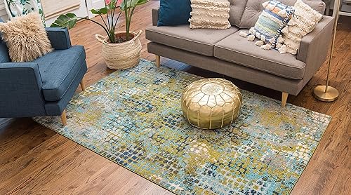 Miniatura 4 de Tapete Unique Loom colección Jardin para múltiples áreas, abstracta, vibrante, Polipropileno, Azul-verde