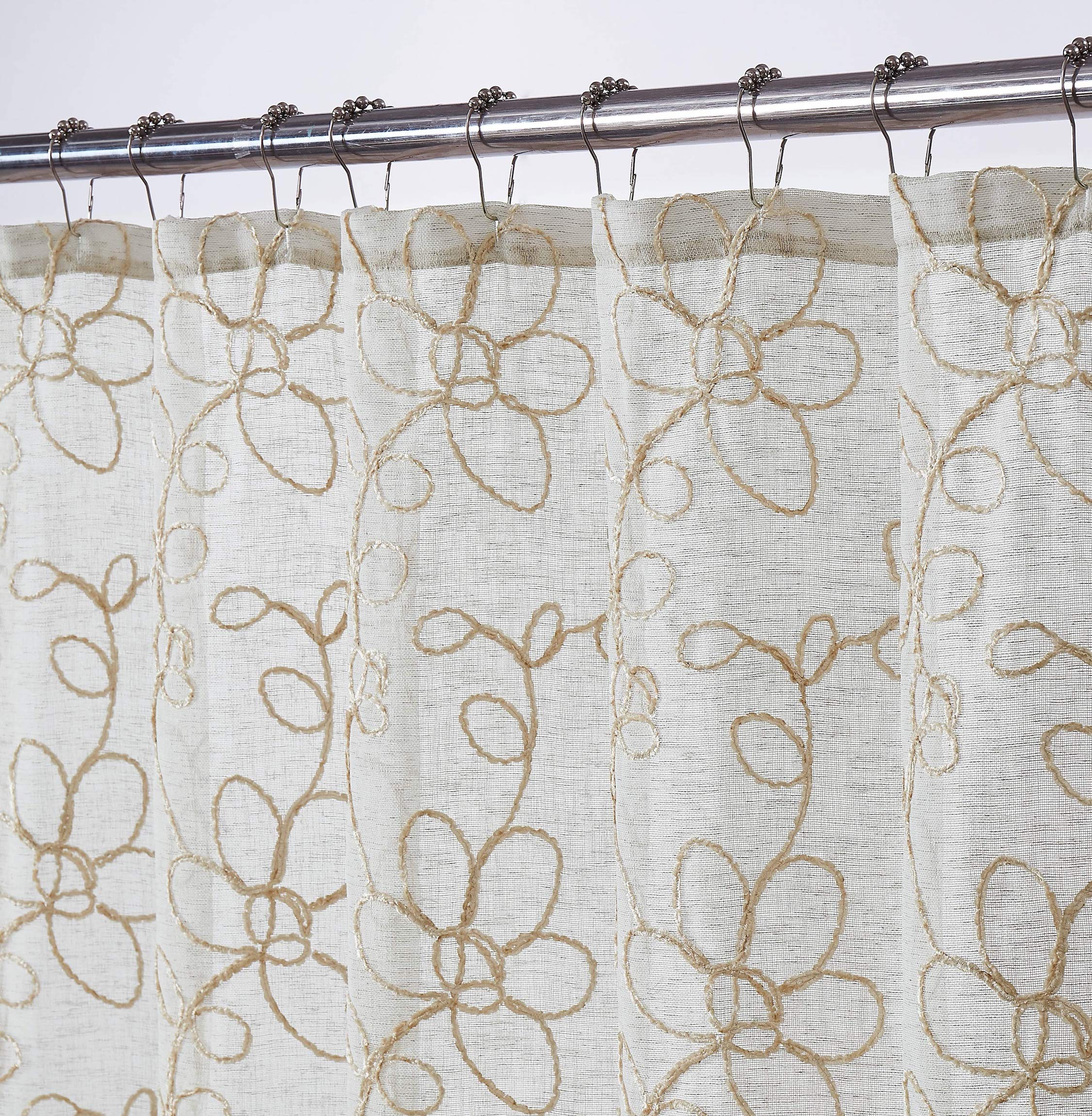 Dainty Home Rideau de Douche, Polyester, Lin/Lin, 182,9 cm de Large x 177,8 cm de Long (Lot de 1)