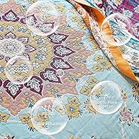 Vista 69 de Cobija para cama de estilo bohemio, 100 % algodón, ultra suave, edredón rústico, cobija de otoño, estampado floral, decoración de granja, cobija