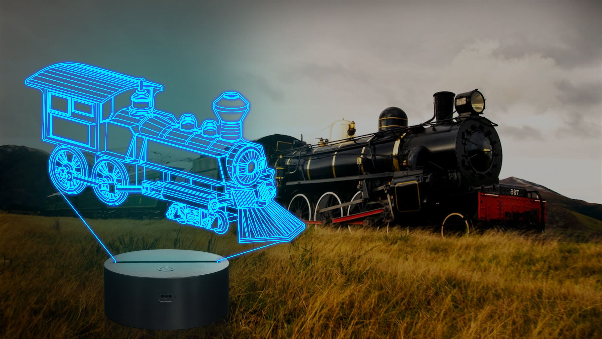 Image of FULLOSUN Train Night Light, 3D Illusion Lamp for Kids, 16 Colors Changing with Remote Control Dim Function, Creative Birthday Xmas Gifts for Kids Boys Bedroom Decor