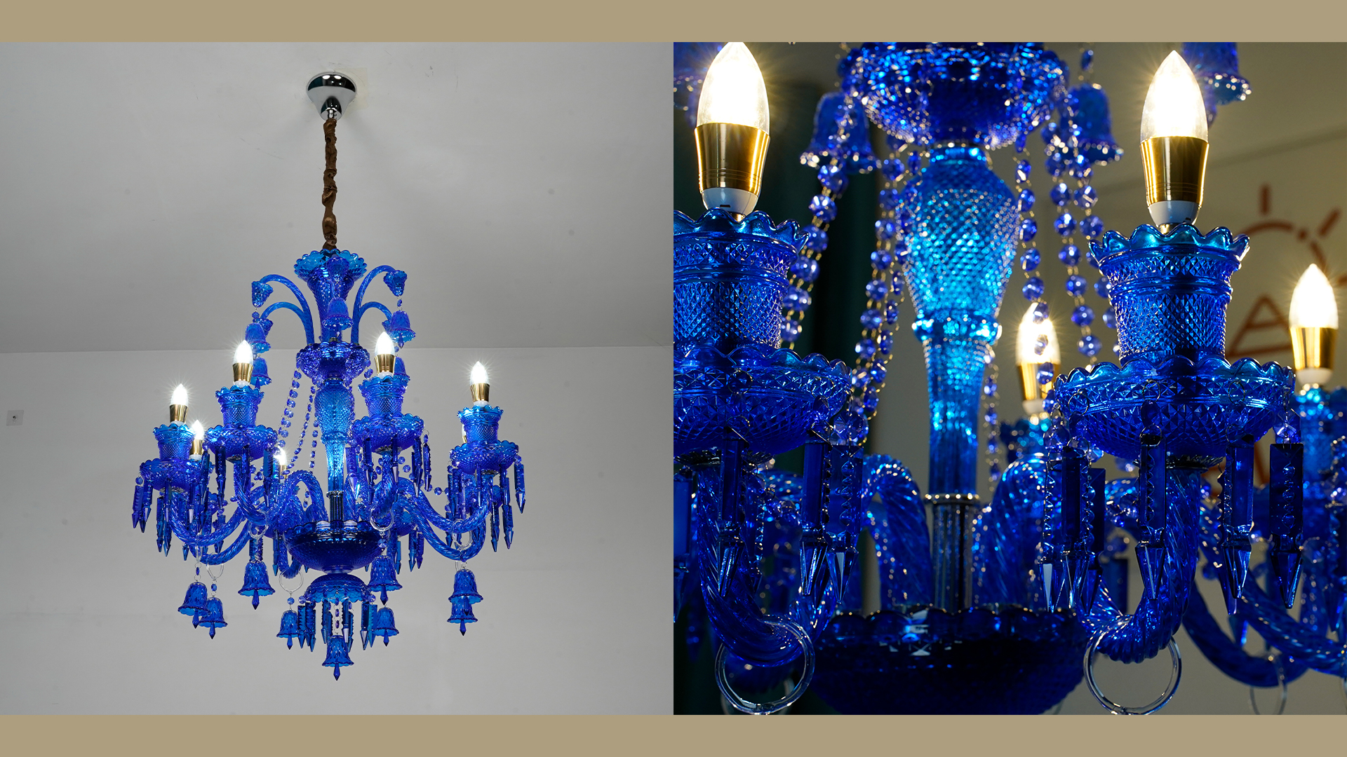 ブルー　シャンデリア Aeyee Crystal Chandelier, Classic Candle Pendant Light Fixture