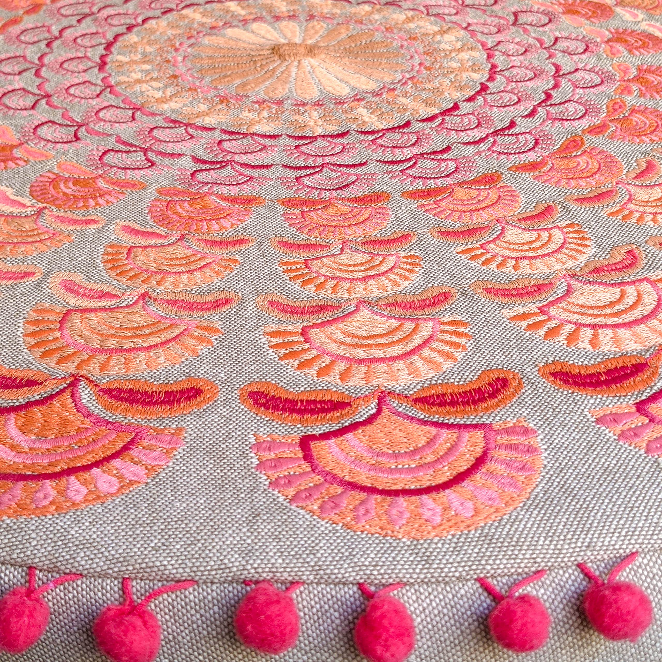 Mandala Life ART duża pufa boho, poszewka na poduszkę, różowa, okrągła poduszka podłogowa, luksusowa dekoracja pokoju dziecięcego, bawełniana pufa otomana, poduszka do medytacji, jogi i szykowny
